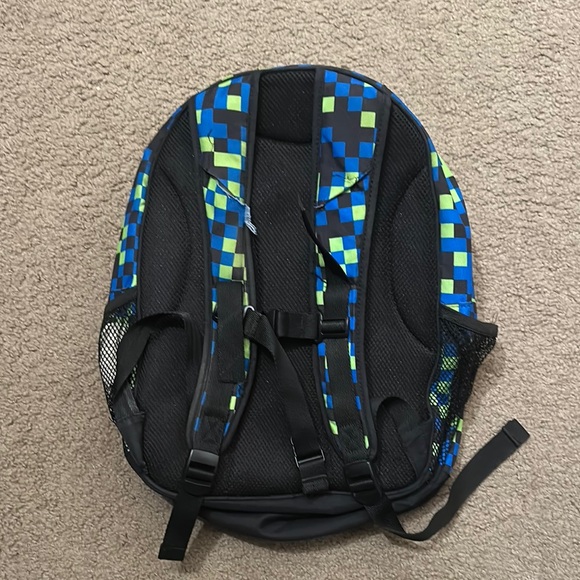 Pottery Barn Blue & Green Checkered Backpack One Size School Travel Bag - Picture 7 of 7